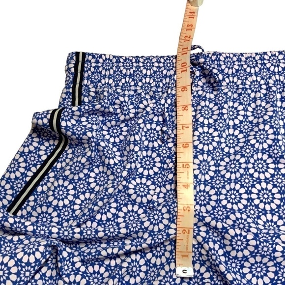 TALBOTS Petites Blue Geometric Print Flowing Straight Leg Trouser Tuxedo Stripe - Picture 6 of 10